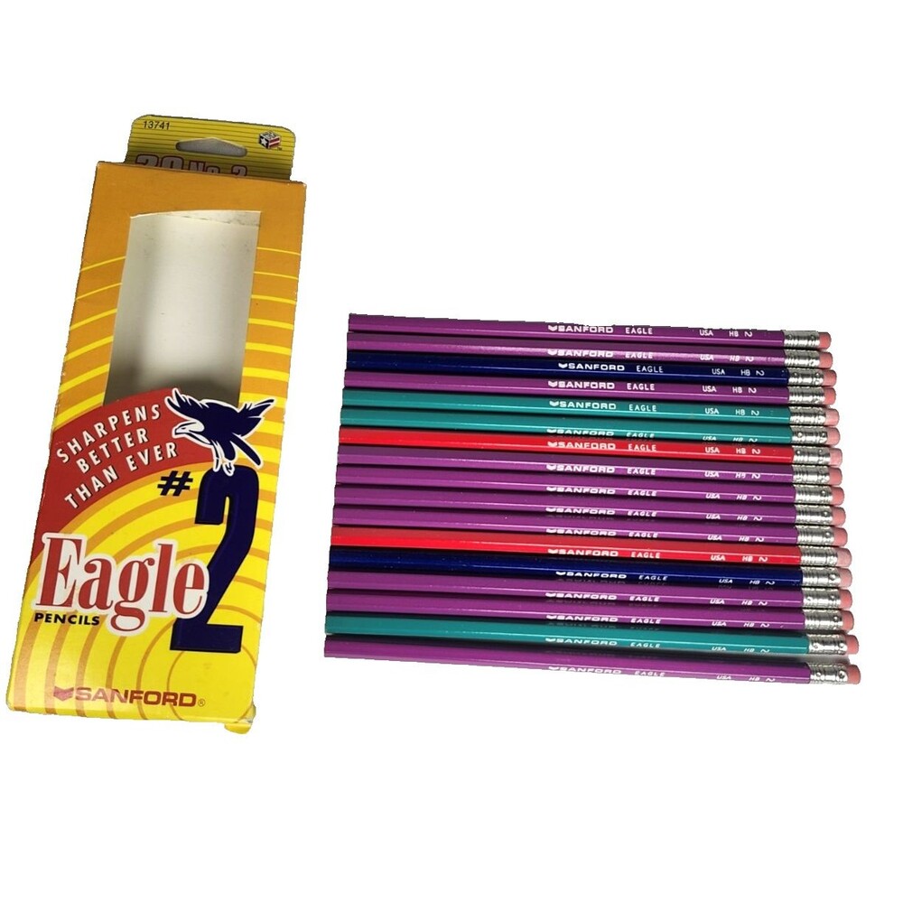 VTG  NOS 2001 SANFORD EAGLE No. 2 Pencils 17 Pack New Mulit Colors "OPENED"